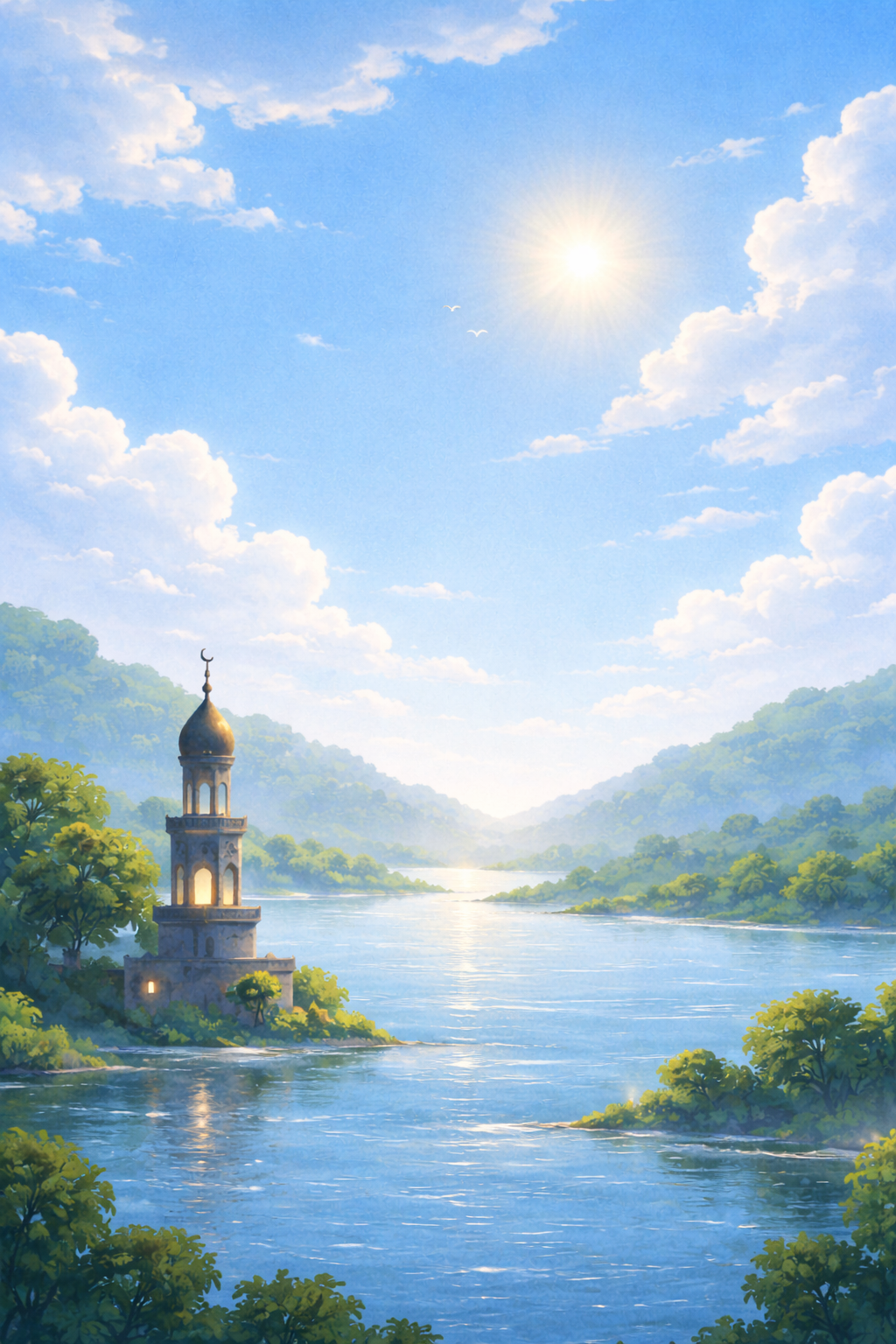 Serene minaret landscape